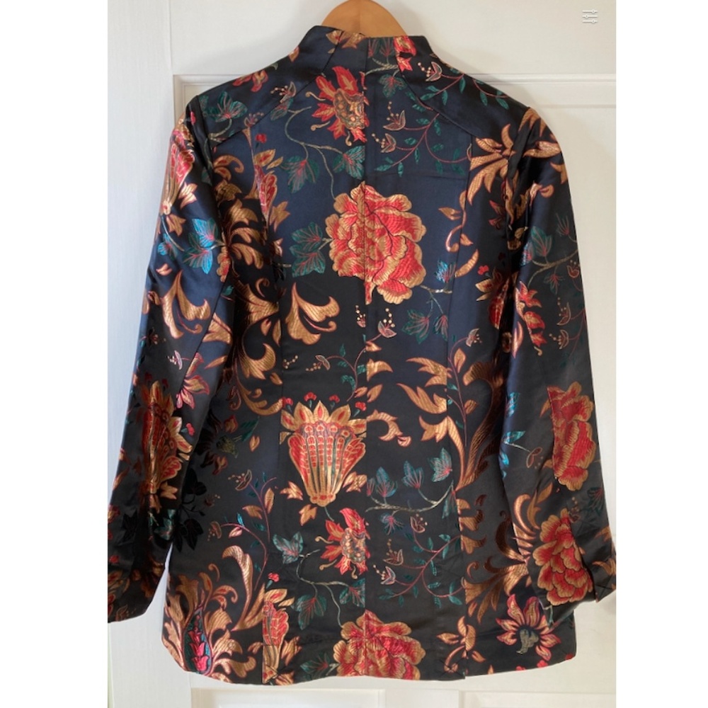 Soft Surroundings Jacket "Moon Dynasty" Black Floral Brocade NWOT XS 6 8 Bust 38 - Picture 5 of 13